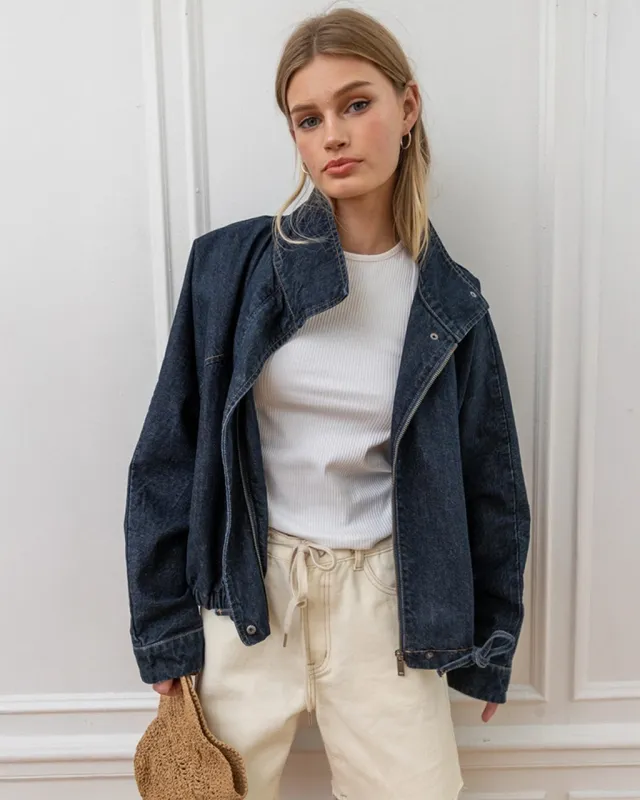 High Neck Denim Jacket made by Raisonnel