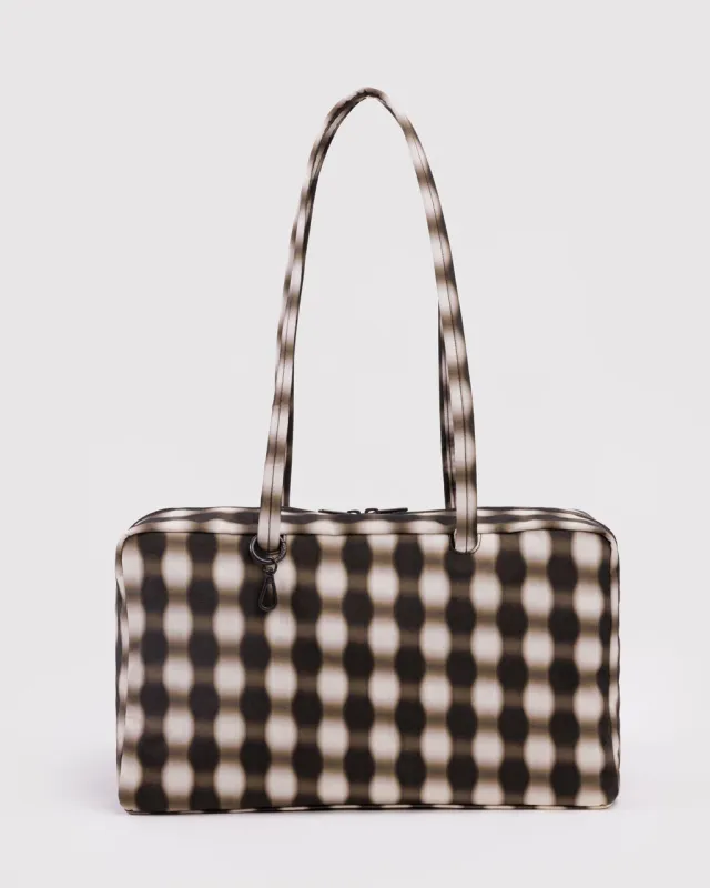 Medium Nylon Bowler Bag - Blurred Gingham Brown made by BAGGU
