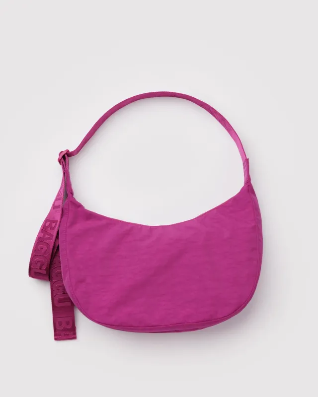 Medium Nylon Crescent Bag w/ Key Leash - Deep Fuchsia made by BAGGU
