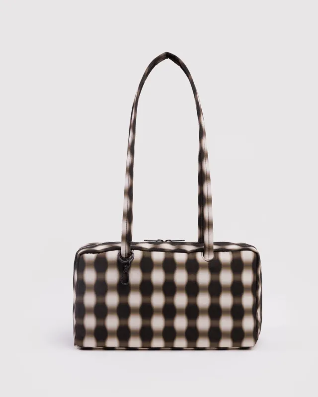 Nylon Bowler Bag - Blurred Gingham Brown made by BAGGU