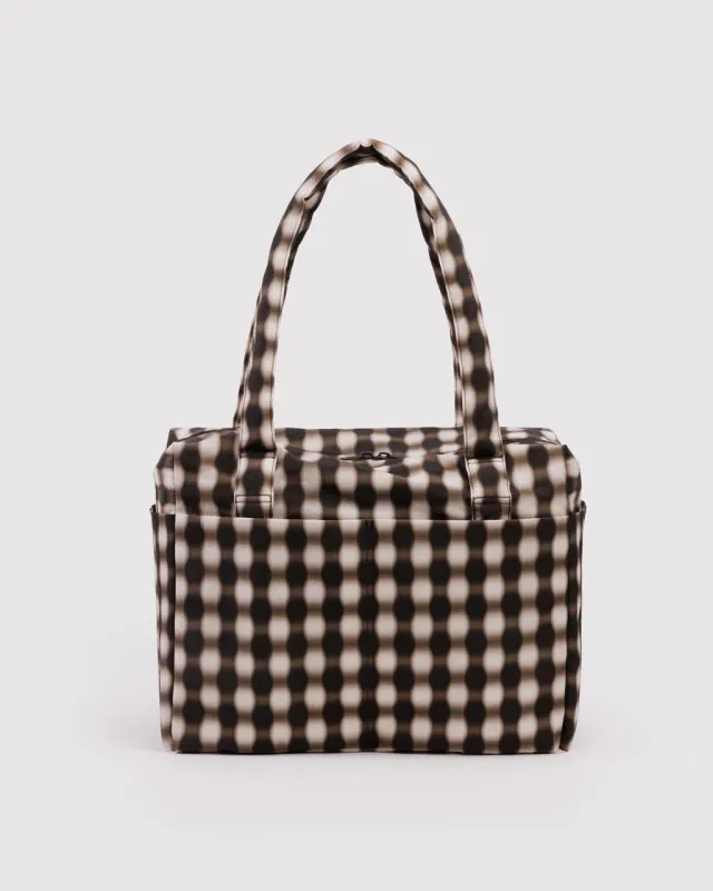 Small Cloud Carry-On Bag -  Blurred Gingham Brown made by BAGGU