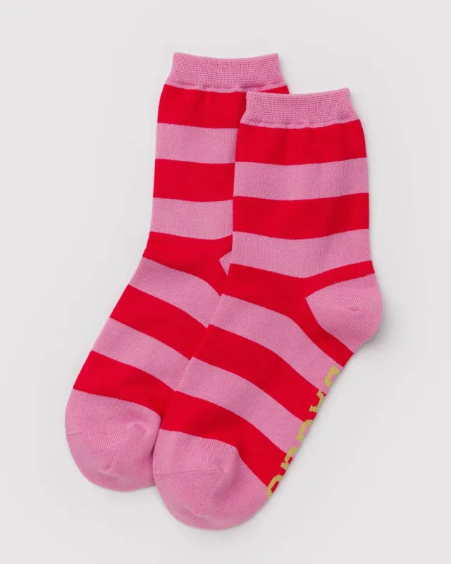 Crew Socks - Pink Stripe sold by ban.do