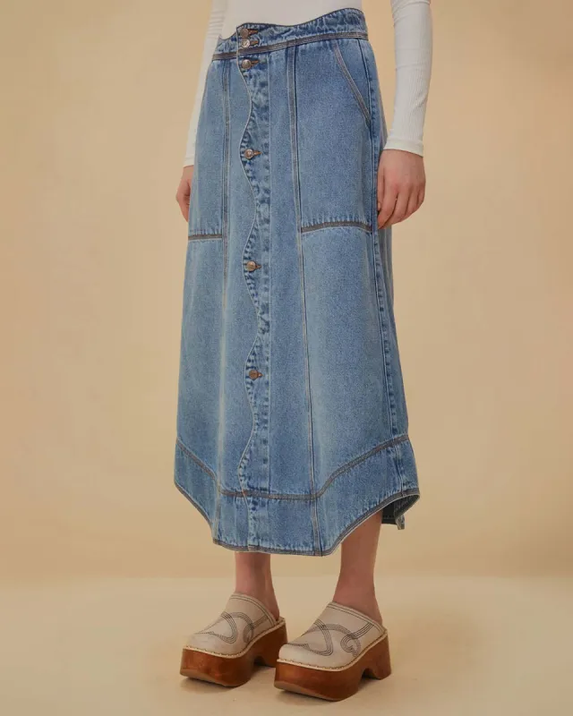 Denim Wave Skirt sold by ban.do