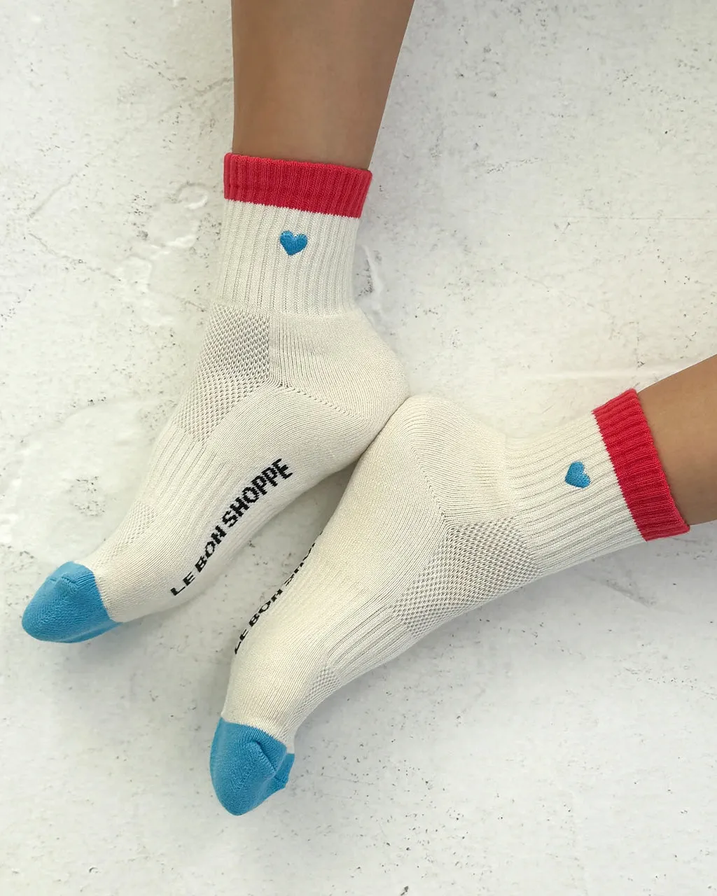 Embroidered Color Block Girlfriend Socks - Blue Red + Heart sold by ban.do product image thumbnail 3