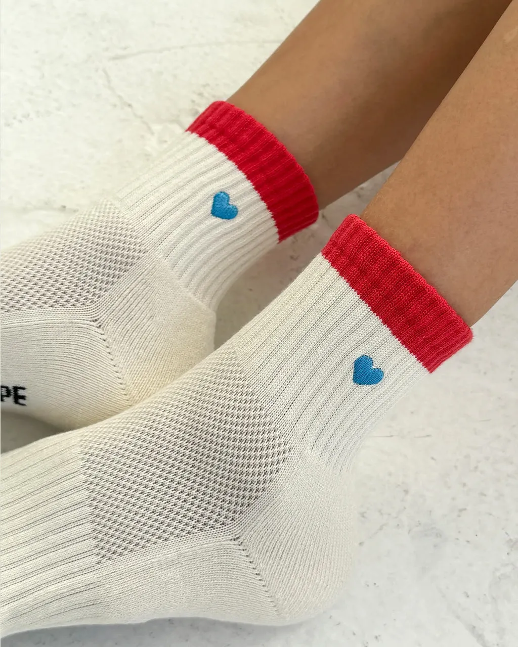 Embroidered Color Block Girlfriend Socks - Blue Red + Heart sold by ban.do product image thumbnail 4