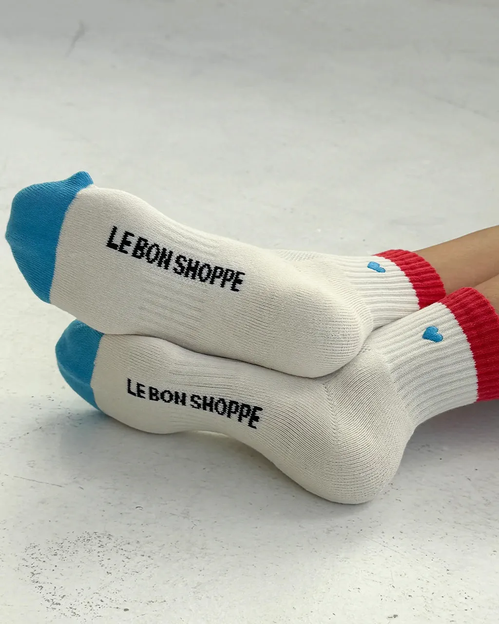 Embroidered Color Block Girlfriend Socks - Blue Red + Heart sold by ban.do product image thumbnail 5