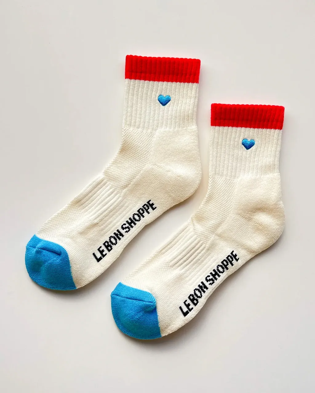 Embroidered Color Block Girlfriend Socks - Blue Red + Heart sold by ban.do product image thumbnail 2