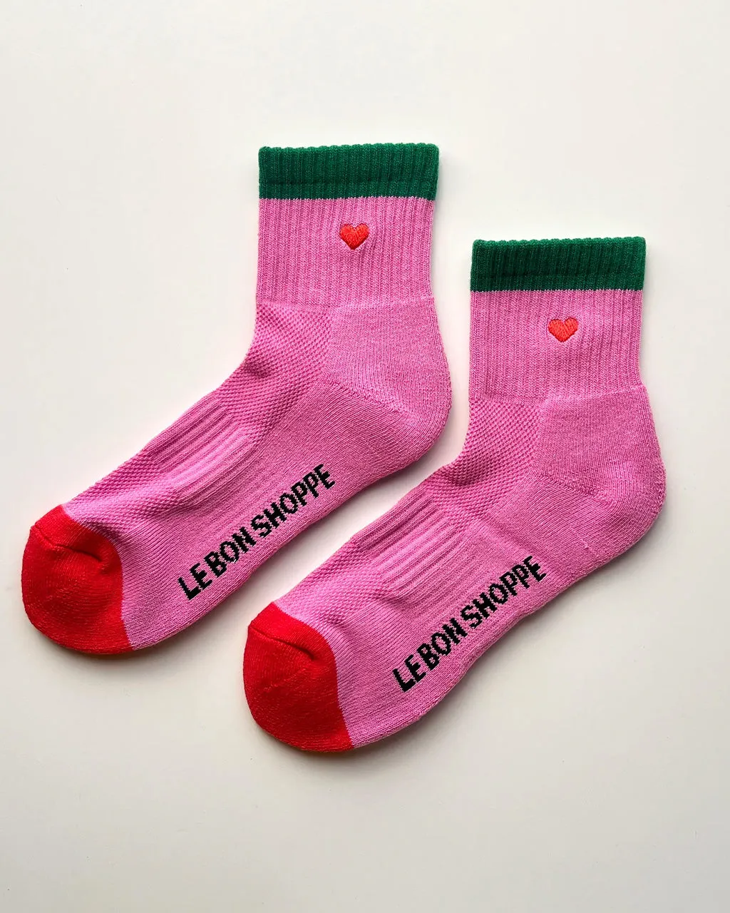 Embroidered Color Block Girlfriend Socks - Rose Green + Heart sold by ban.do product image thumbnail 2