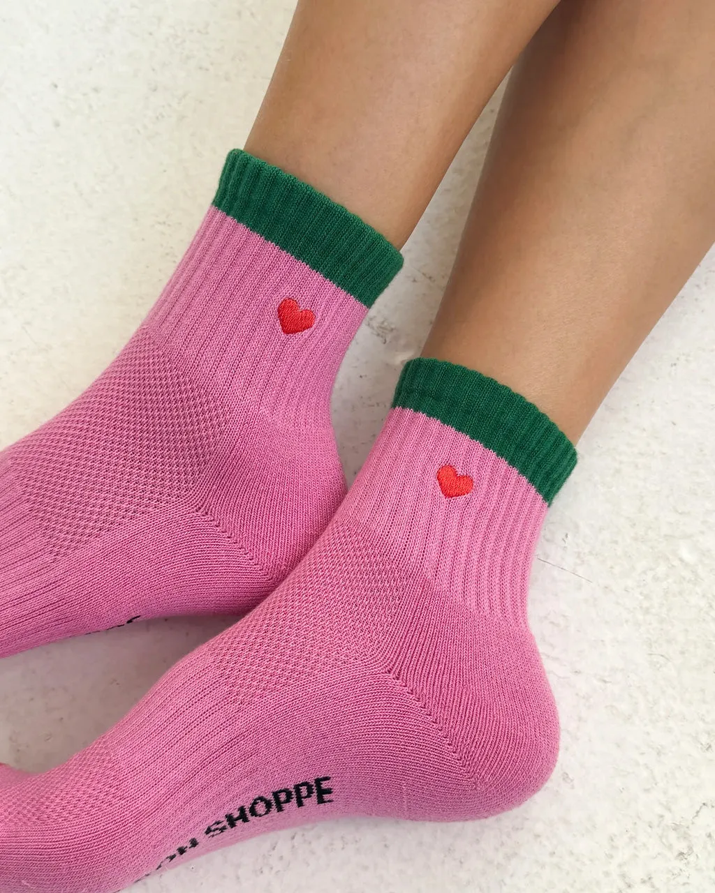 Embroidered Color Block Girlfriend Socks - Rose Green + Heart sold by ban.do product image thumbnail 3