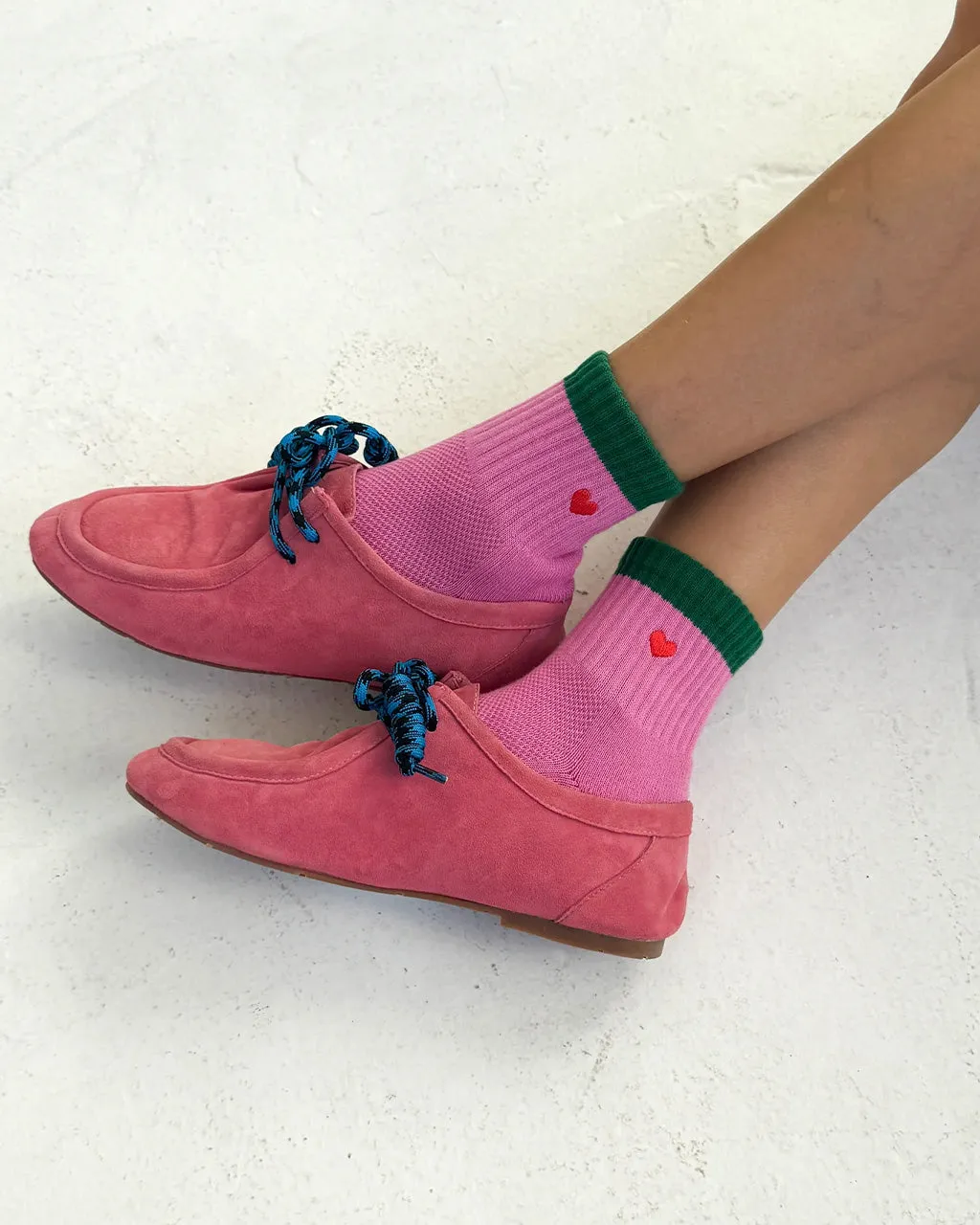 Embroidered Color Block Girlfriend Socks - Rose Green + Heart sold by ban.do product image thumbnail 4