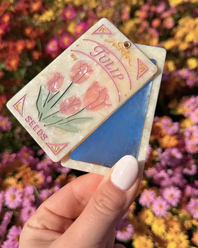 Hand-painted Tulip Seeds Compact Mirror made by ban.do