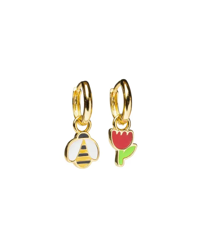 Honeybee & Flower Hoop Earrings sold by ban.do