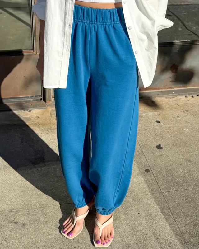 French Terry Balloon Pants - Teal Blue made by Le Bon Shoppe