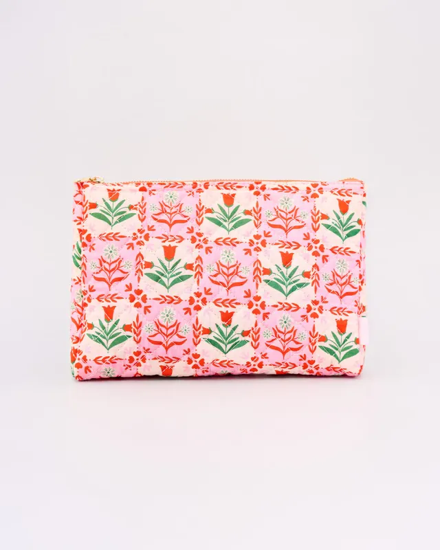 Quilted Pouch - Pink Tile Floral made by ban.do