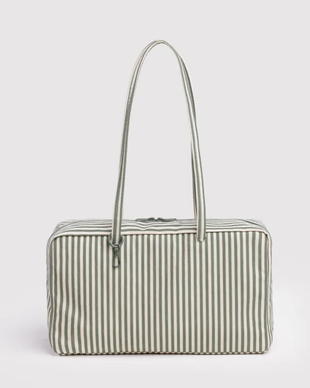 Medium Nylon Bowler Bag - Sage Stripe made by BAGGU