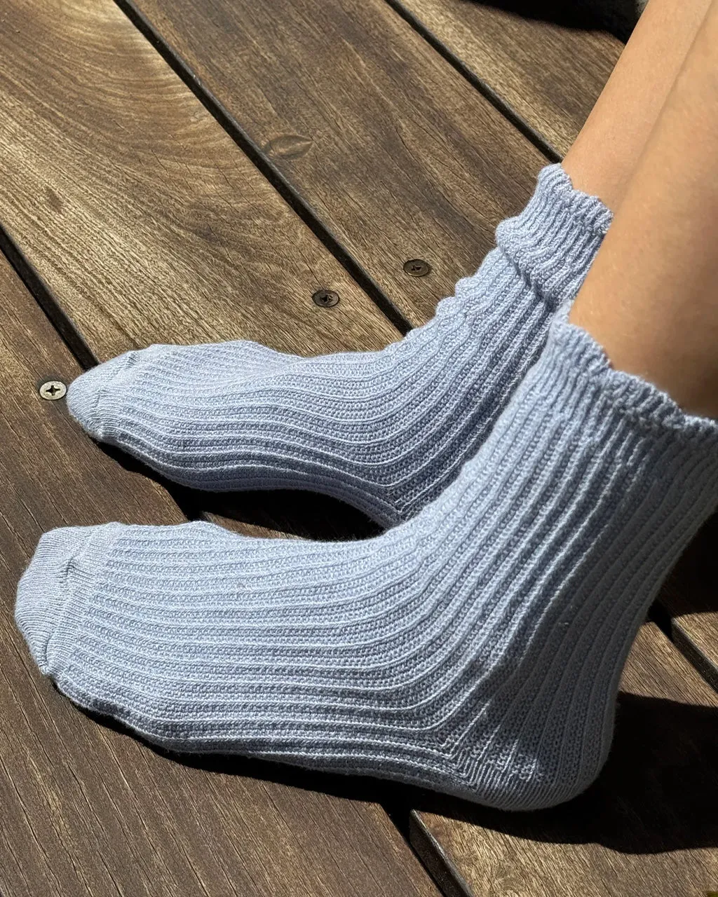 Linen Scallop Socks - Pale Blue sold by ban.do product image thumbnail 2