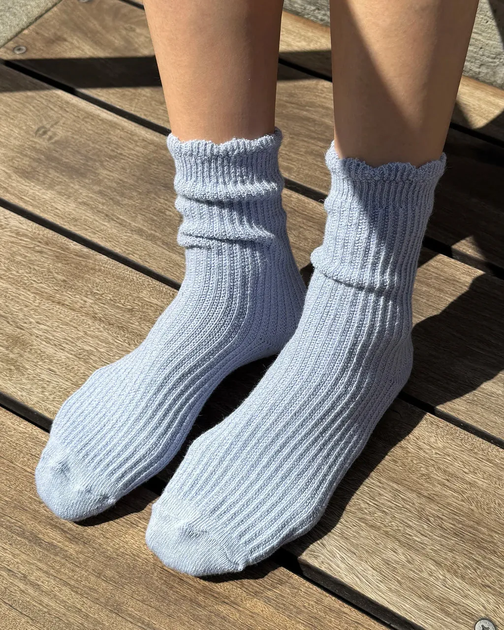 Linen Scallop Socks - Pale Blue sold by ban.do product image thumbnail 4