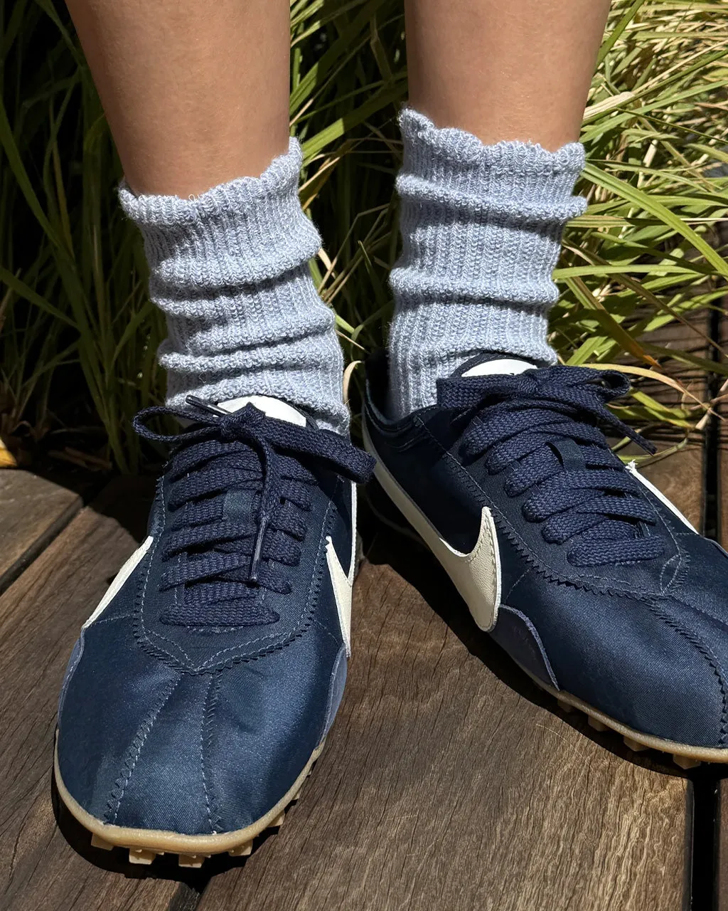 Linen Scallop Socks - Pale Blue sold by ban.do