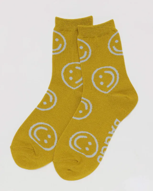 Crew Socks - Ochre Happy made by BAGGU
