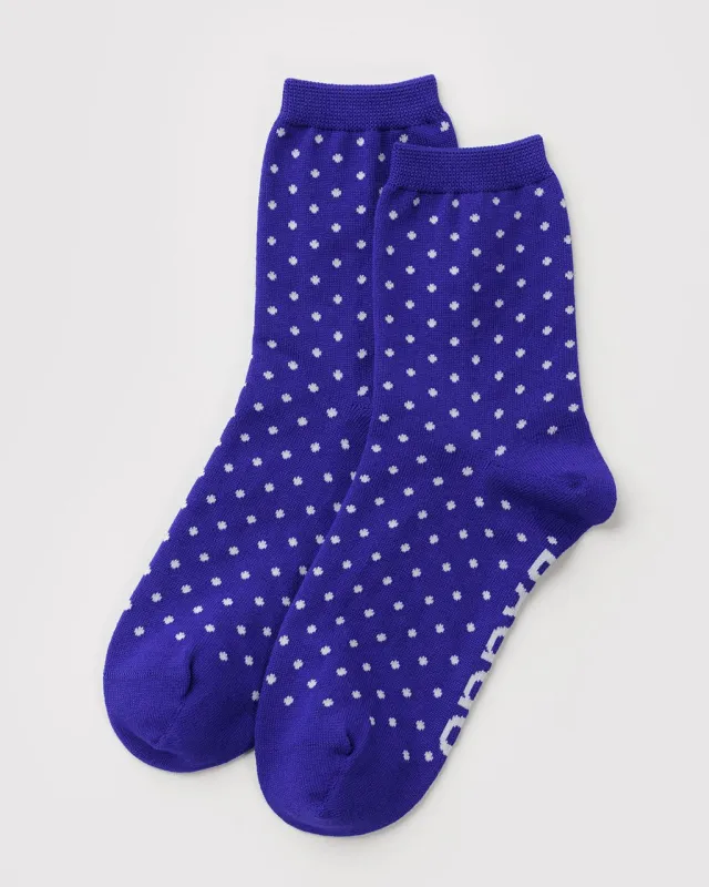 Crew Socks - Micro Blue And White Polka Dot made by BAGGU