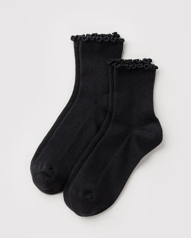 Lettuce Edge Sock Set Of 2 - Black made by BAGGU
