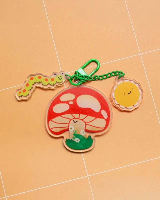 Trinket Charm Keychain - Mushroom Garden Friends made by ban.do