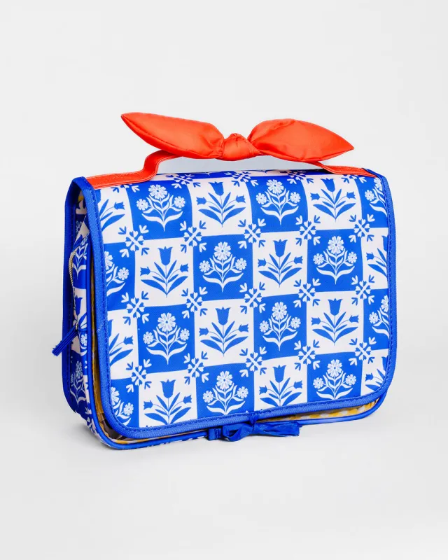 Hanging Toiletry Bag - Blue Plaid Floral made by ban.do