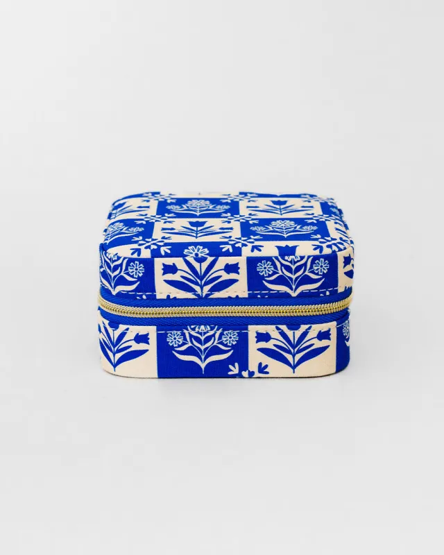 Travel Jewelry Organizer - Blue Plaid Floral made by ban.do