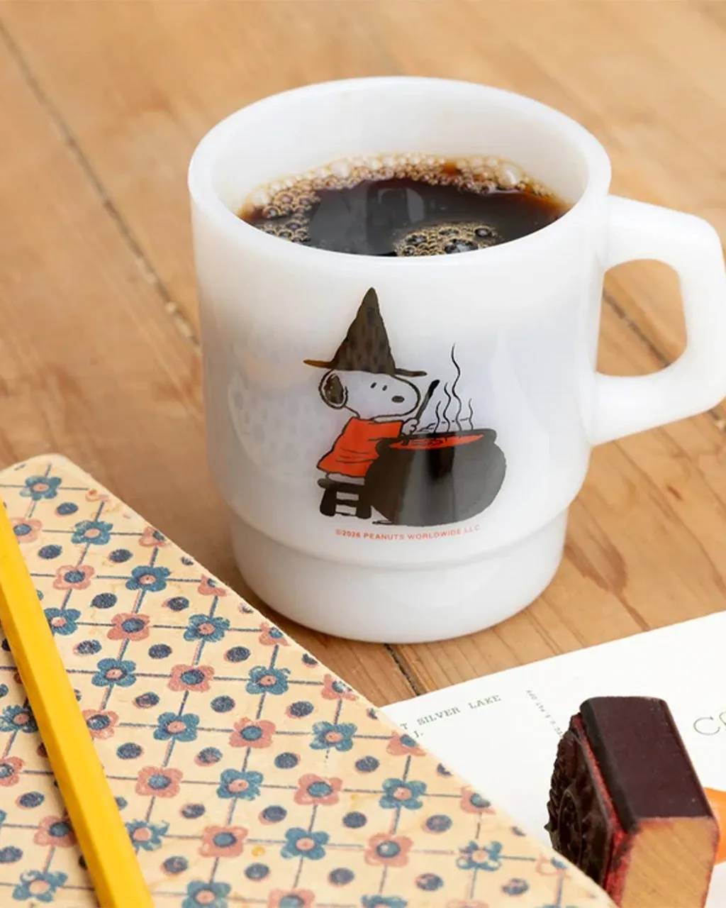 Snoopy Witch Milk Glass Mug sold by ban.do