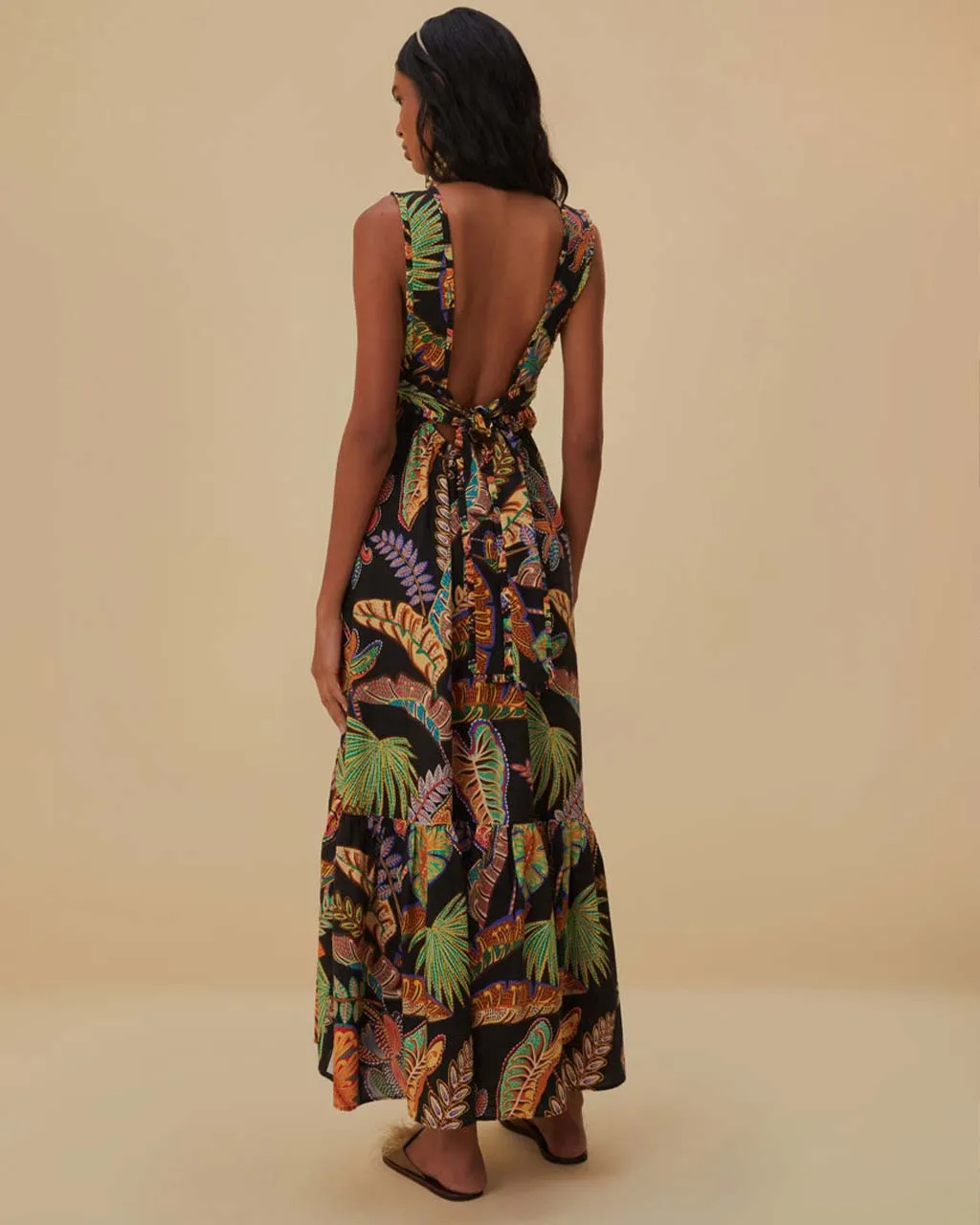 Cool Foliage Black Sleeveless Maxi Dress sold by ban.do product image thumbnail 3
