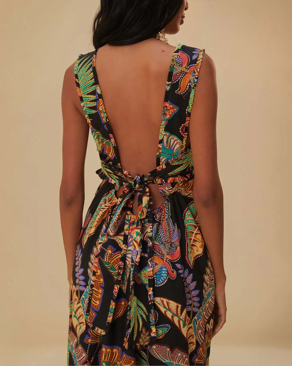 Cool Foliage Black Sleeveless Maxi Dress sold by ban.do product image thumbnail 2