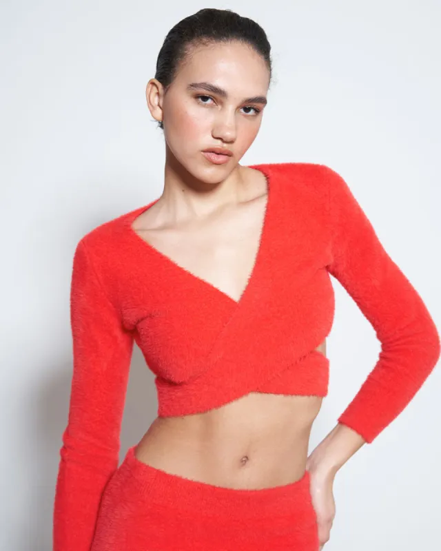 Solanas Top - Red Furry Knit sold by ban.do