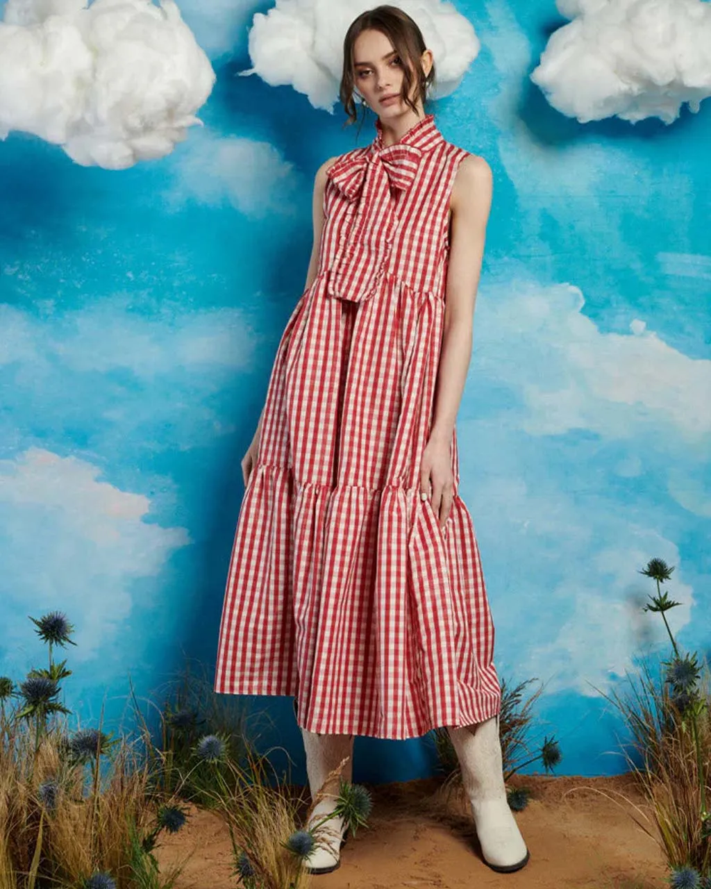 Stables Gingham Bow Dress sold by ban.do