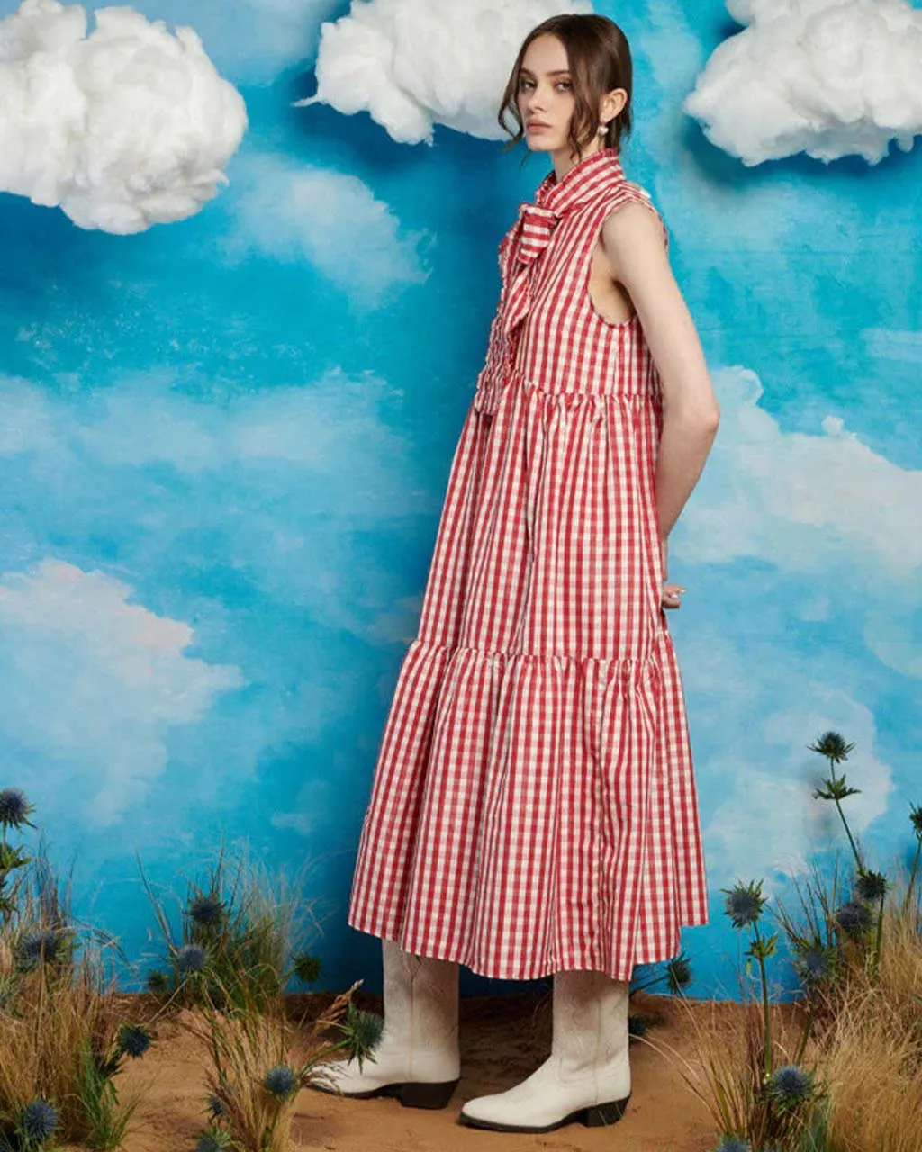 Stables Gingham Bow Dress sold by ban.do product image thumbnail 4