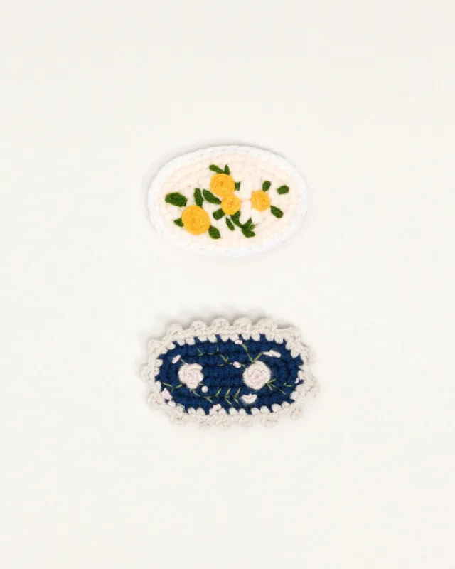 Polly Crochet Hair Clips - Yellow Multi sold by ban.do