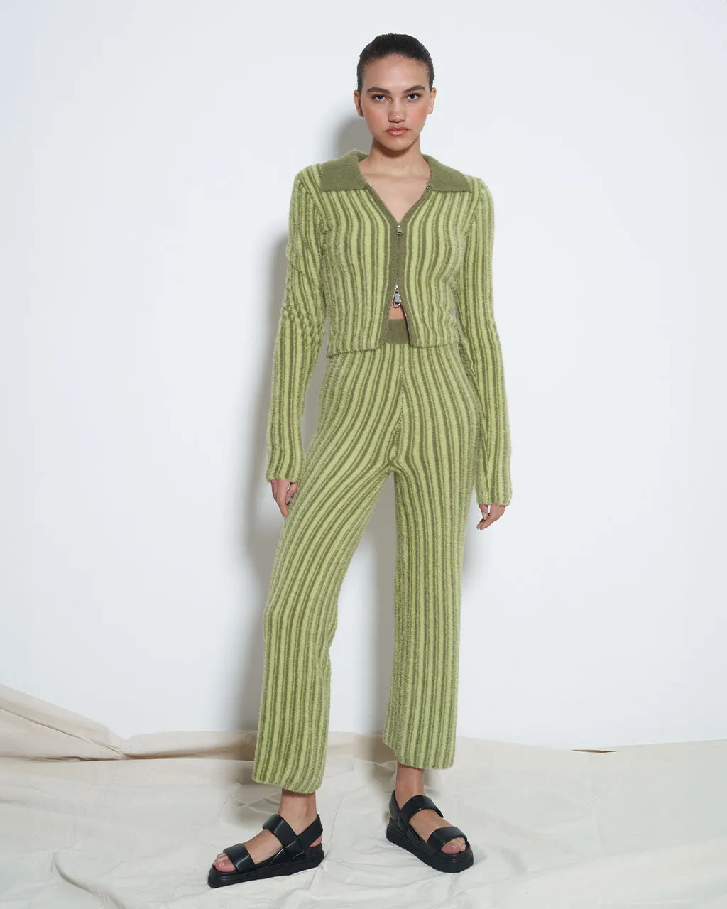 Arcade Knit Top - Fuzzy Green Stripe sold by ban.do product image thumbnail 2