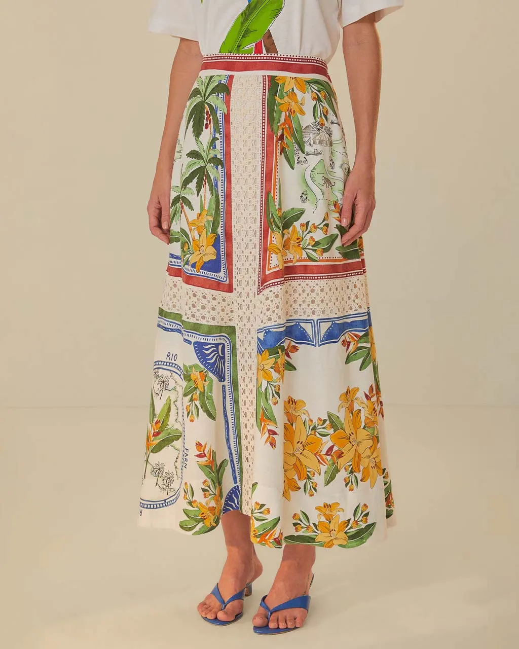 Off-White Tropical Destination Midi Skirt sold by ban.do product image thumbnail 3