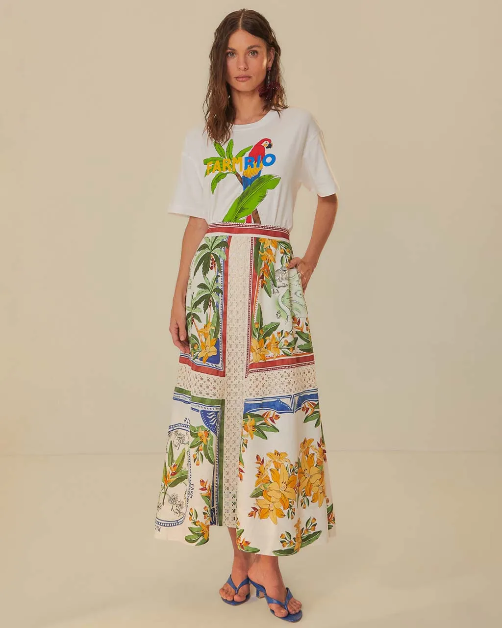 Off-White Tropical Destination Midi Skirt sold by ban.do