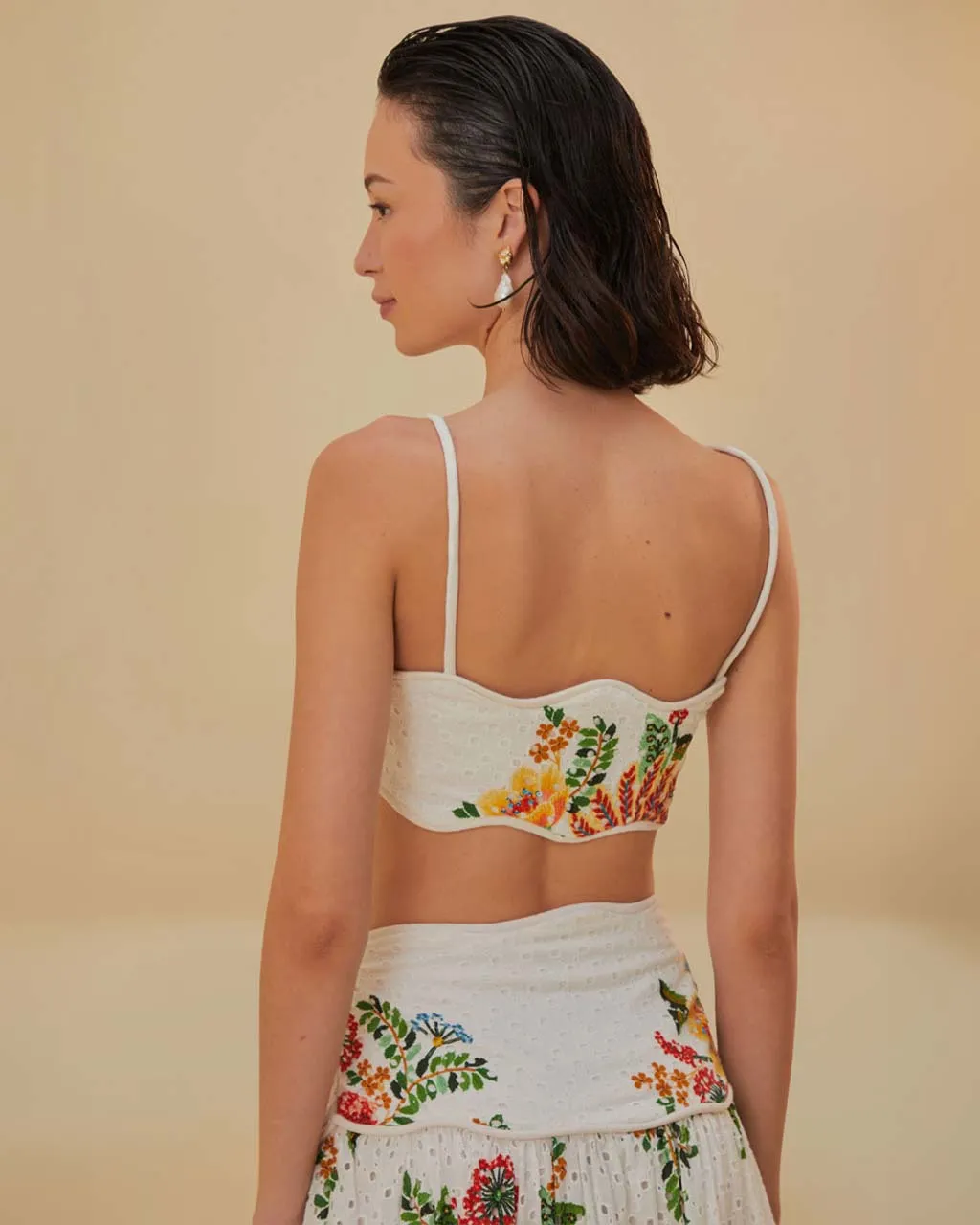 White Delicate Garden Sleeveless Crop Top sold by ban.do product image thumbnail 2