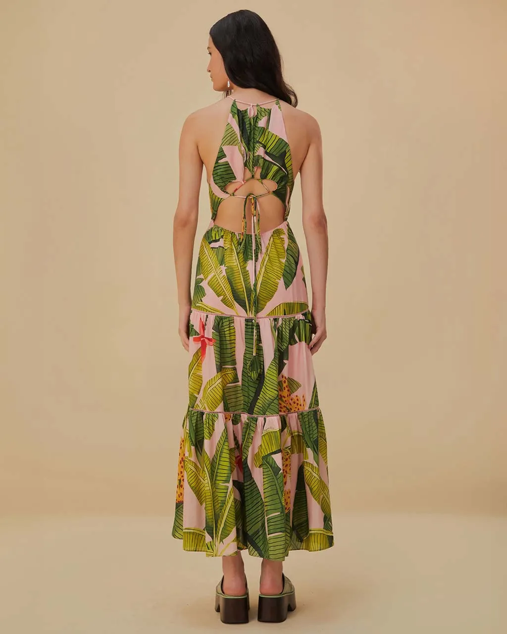 Pink Banana Leaves Sleeveless Maxi Dress sold by ban.do product image thumbnail 2