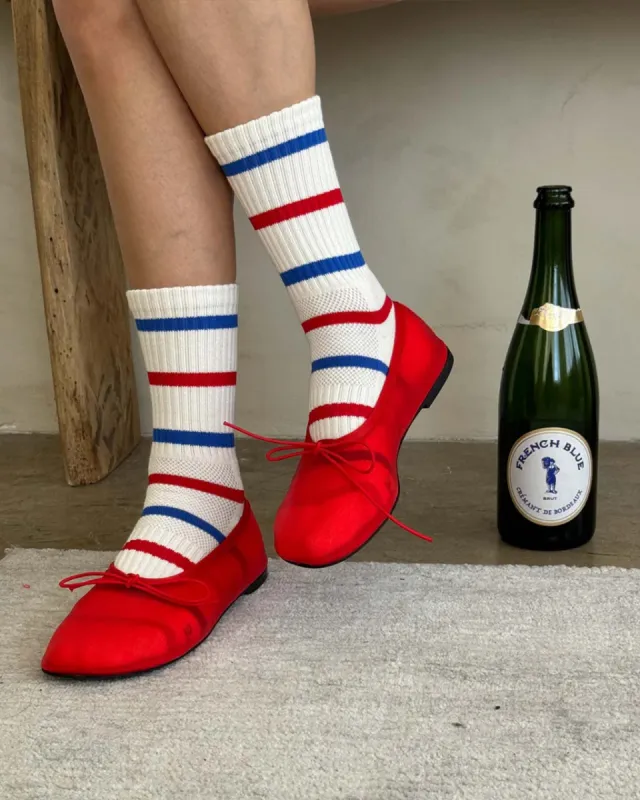 Striped Boyfriend Socks - Red Blue Stripe sold by ban.do
