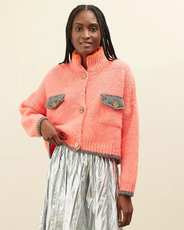 Ding Ding Cardigan - Coral sold by ban.do