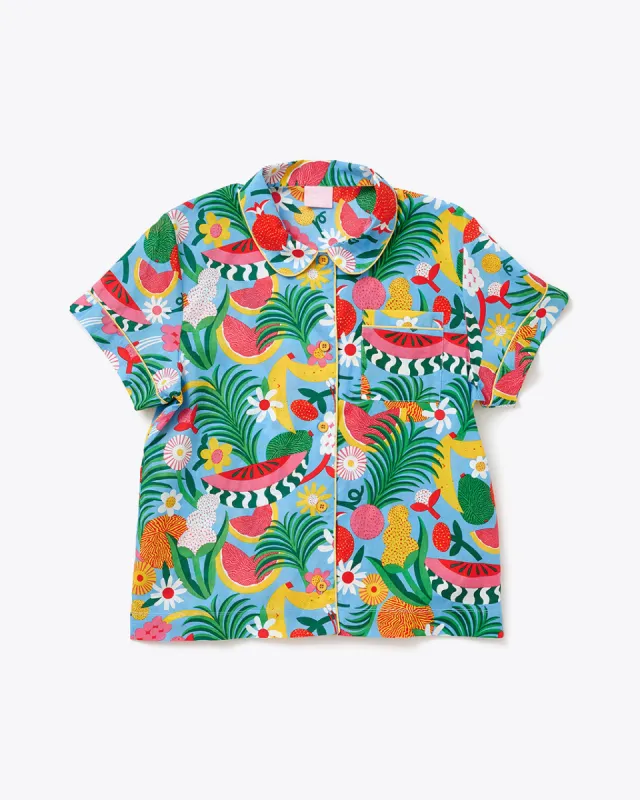 Short Sleeve Leisure Top - Blue Tutti Frutti sold by ban.do