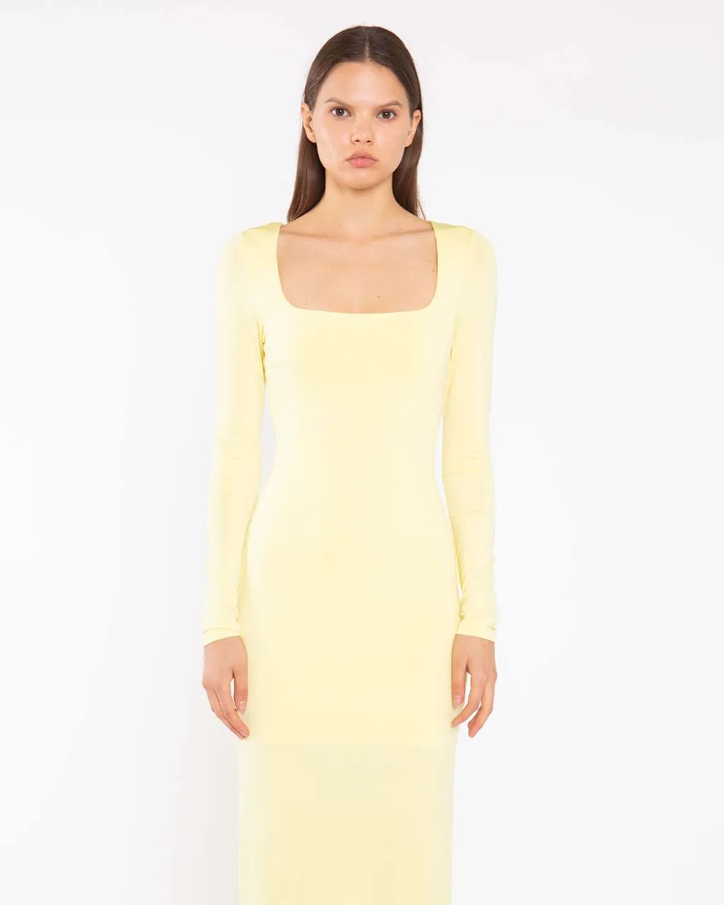 Lemon Yellow Square Neck Maxi Dress sold by ban.do product image thumbnail 2