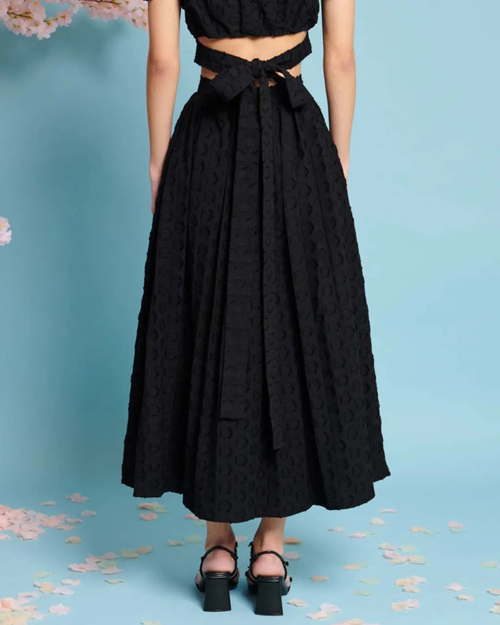 Mara Jacquard Midi Skirt - Coal Black sold by ban.do product image thumbnail 2