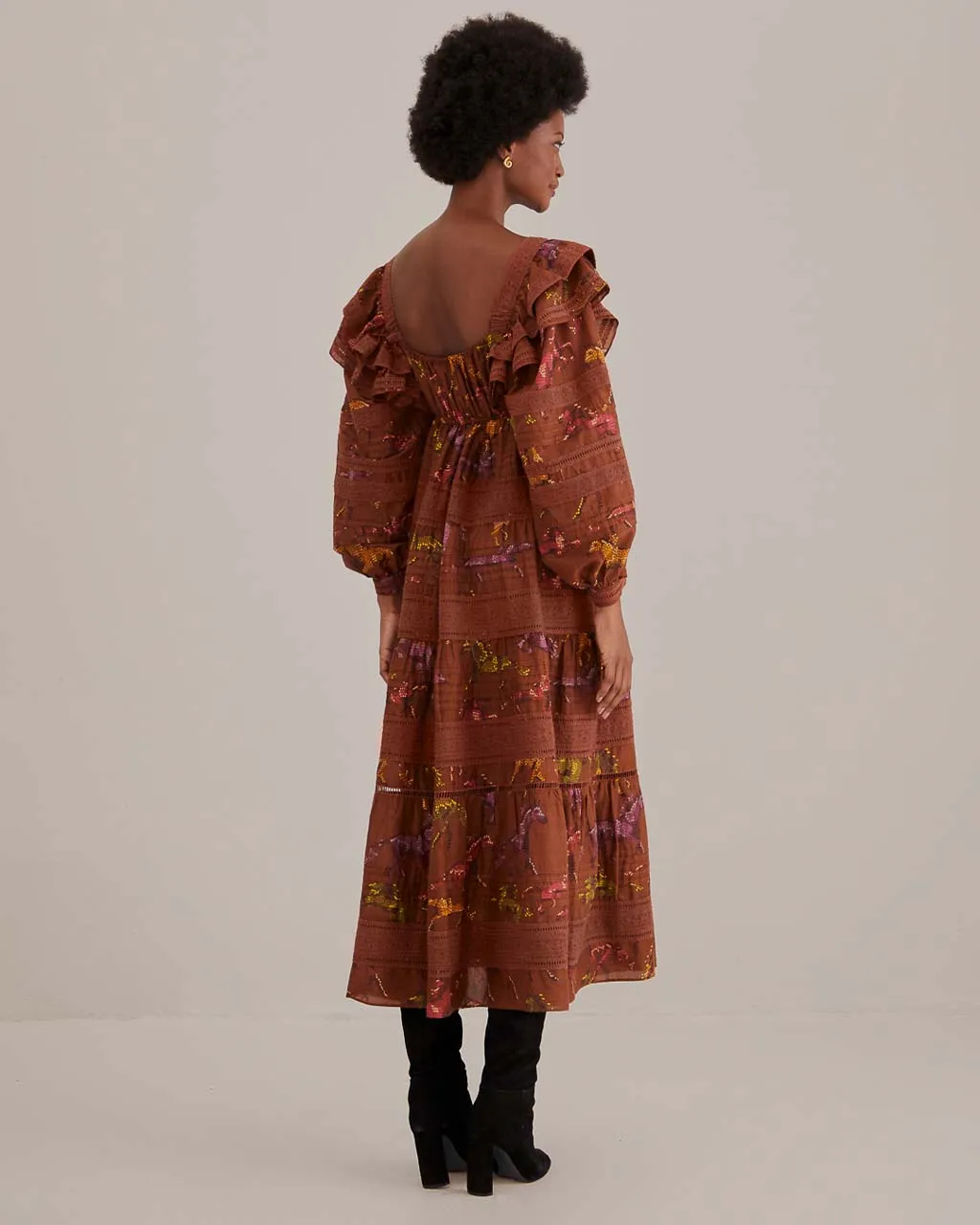 Brown Dotted Horses Maxi Dress sold by ban.do product image thumbnail 2