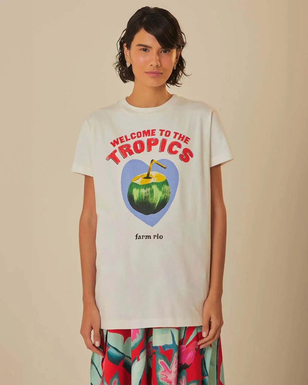 White Welcome To The Tropics Organic Cotton T-Shirt sold by ban.do product image thumbnail 2