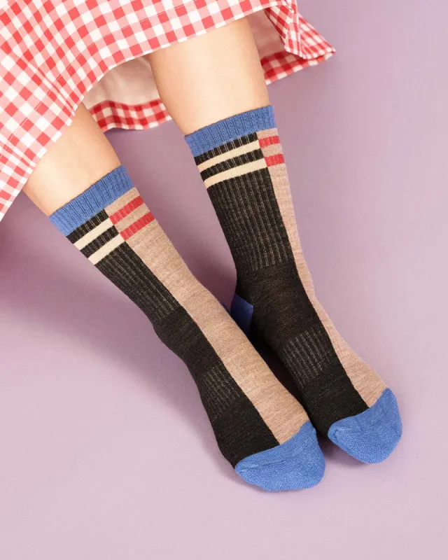 Bowling Wool Sporty Crew Socks - Black sold by ban.do