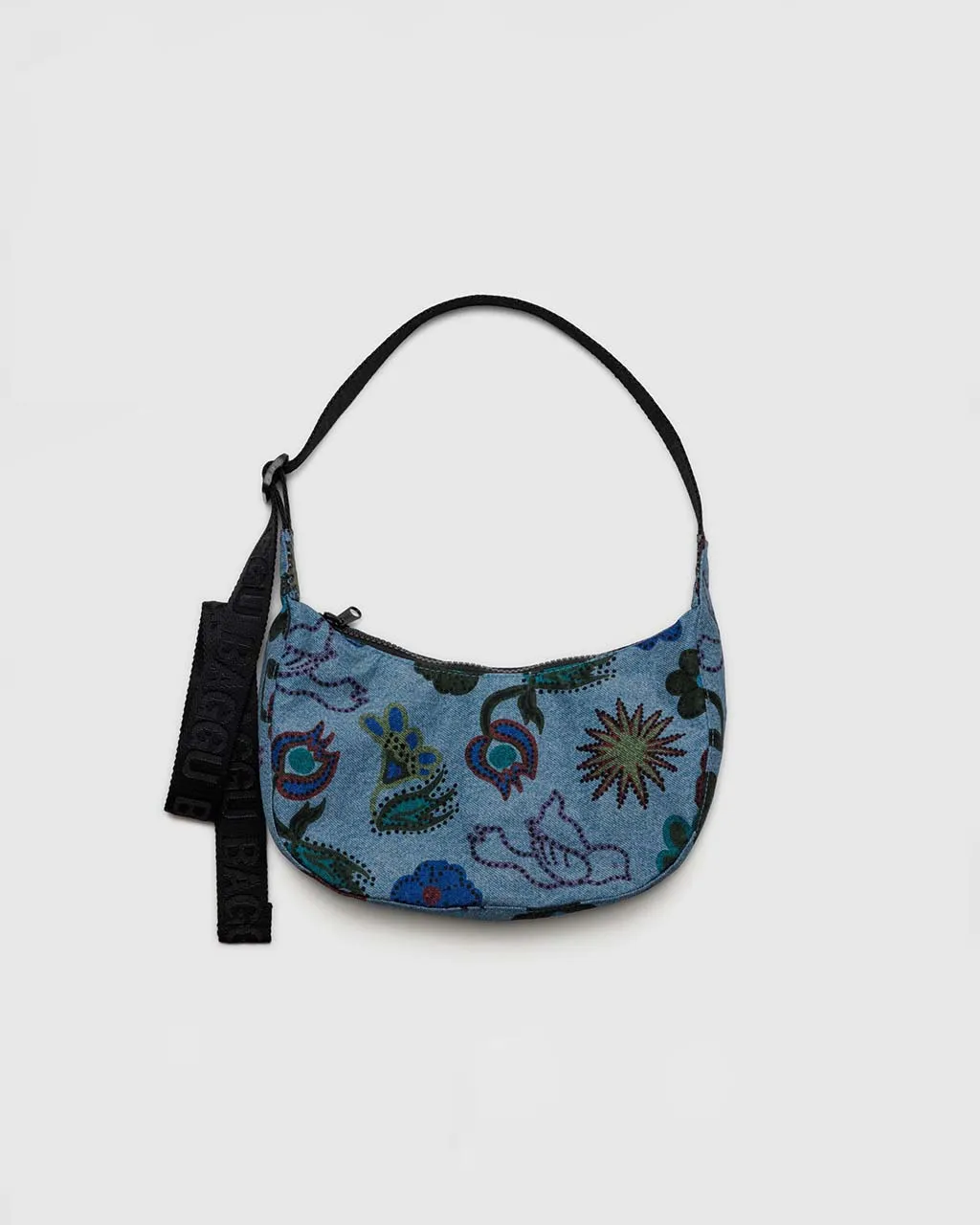 Small Nylon Crescent Bag - Digital Denim Birds sold by ban.do