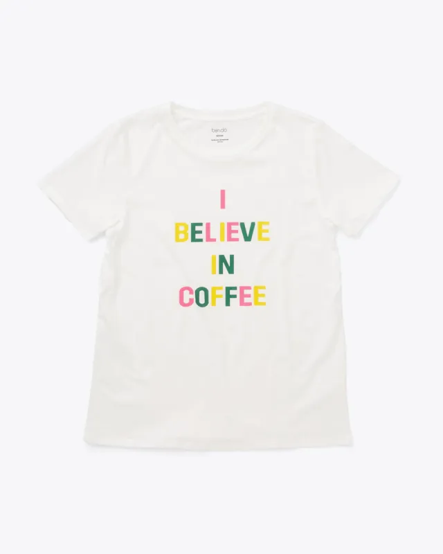I Believe in Coffee Tee - Multi sold by ban.do